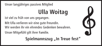 Traueranzeige von Ulla Woitag von Ruhr Nachrichten und Halterner Zeitung
