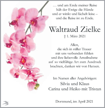 Traueranzeige von Waltraud Zielke 