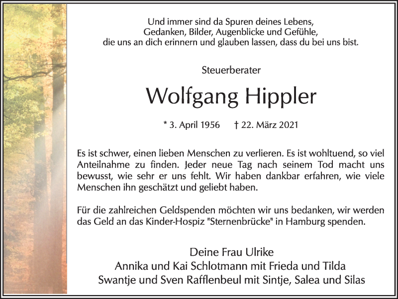  Traueranzeige für Wolfgang Hippler vom 08.05.2021 aus Hellweger Anzeiger