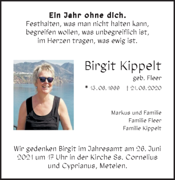 Traueranzeige von Birgit Kippelt von Münstersche Zeitung und Münsterland Zeitung