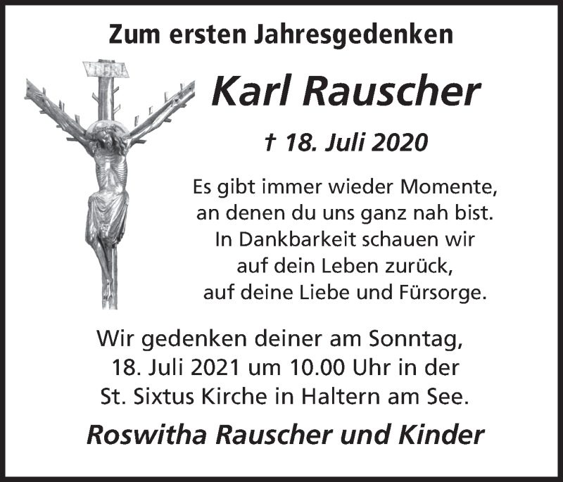 Traueranzeigen von Karl Rauscher | sich-erinnern.de