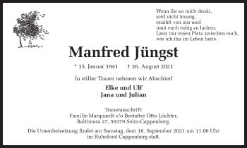 Traueranzeige von Manfred Jüngst von Ruhr Nachrichten