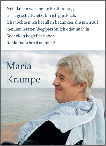Traueranzeige von Maria Krampe von Ruhr Nachrichten