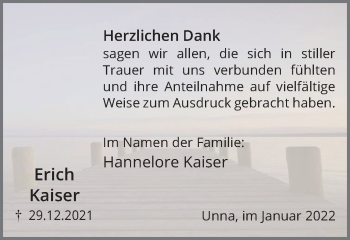 Traueranzeige von Erich Kaiser von Hellweger Anzeiger