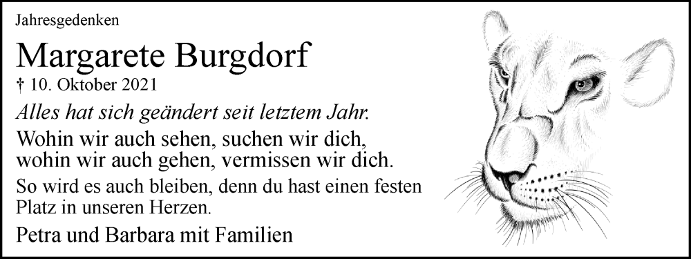  Traueranzeige für Margarete Burgdorf vom 10.10.2022 aus Hellweger Anzeiger