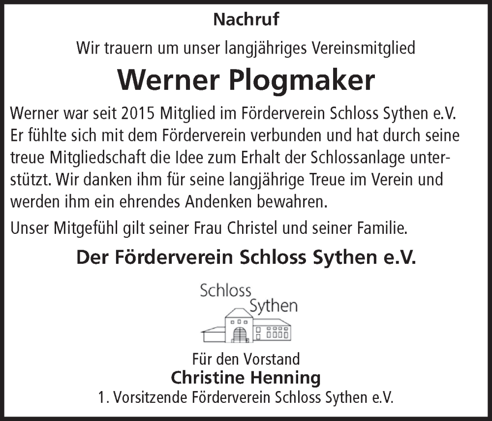  Traueranzeige für Werner Plogmaker vom 20.10.2022 aus Ruhr Nachrichten und Halterner Zeitung