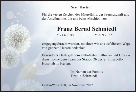 Traueranzeige von Franz Bernd Schmiedl von Medienhaus Bauer