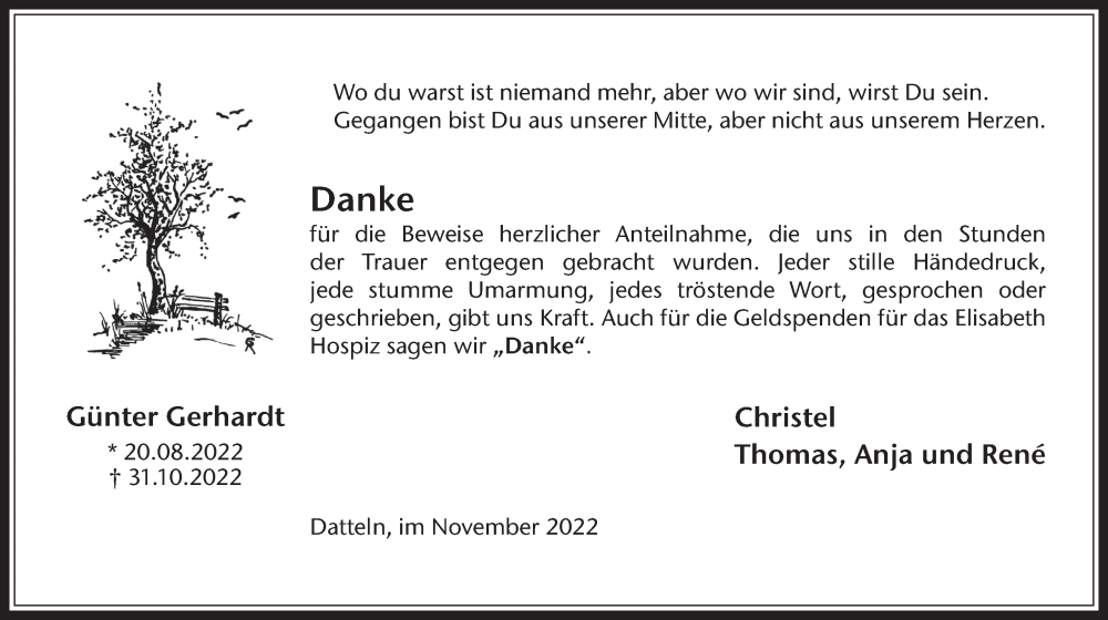  Traueranzeige für Günter Gerhardt vom 26.11.2022 aus Medienhaus Bauer