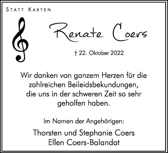 Traueranzeige von Renate Coers von Hellweger Anzeiger