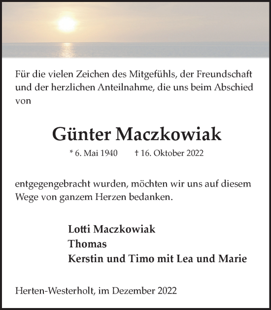 Traueranzeige von Günter Maczkowiak von Medienhaus Bauer