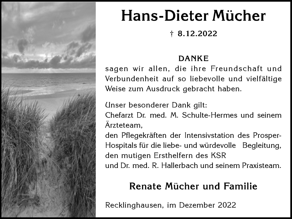  Traueranzeige für Hans-Dieter Mücher vom 24.12.2022 aus Medienhaus Bauer