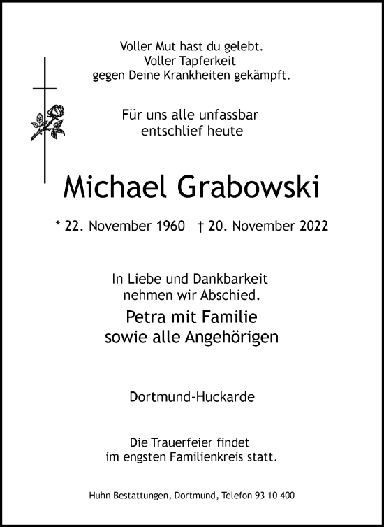 Traueranzeige von Michael Grabowski 