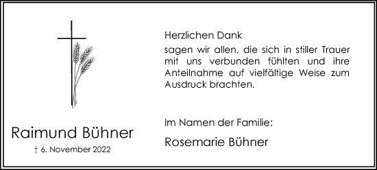 Traueranzeige von Raimund Bühner von Hellweger Anzeiger