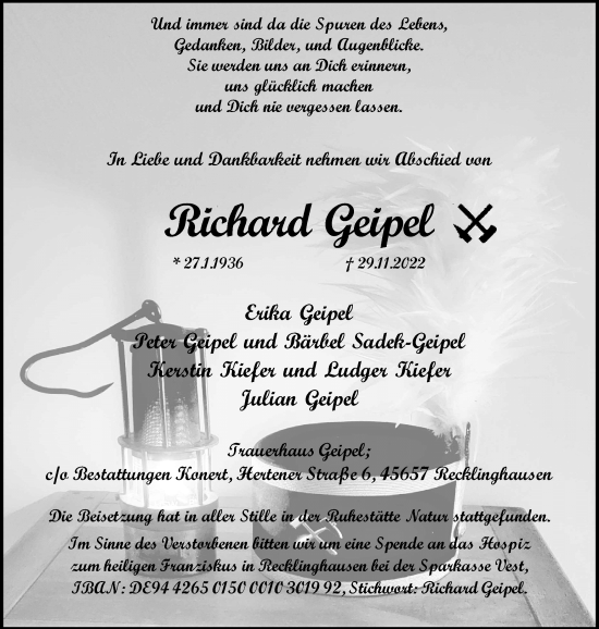 Traueranzeige von Richard Geipel von Medienhaus Bauer