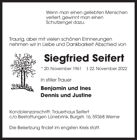 Traueranzeige von Siegfried Seifert von Ruhr Nachrichten