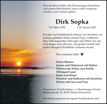Traueranzeige von Dirk Sopka von Medienhaus Bauer