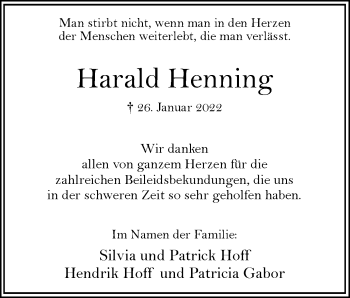 Traueranzeige von Harald Henning