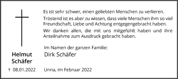 Traueranzeige von Helmut Schäfer von Hellweger Anzeiger