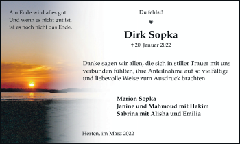 Traueranzeige von Dirk Sopka von Medienhaus Bauer