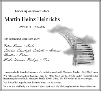 Traueranzeige von Martin Heinz Heinrichs