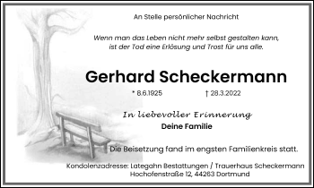 Traueranzeige von Gerhard Scheckermann 