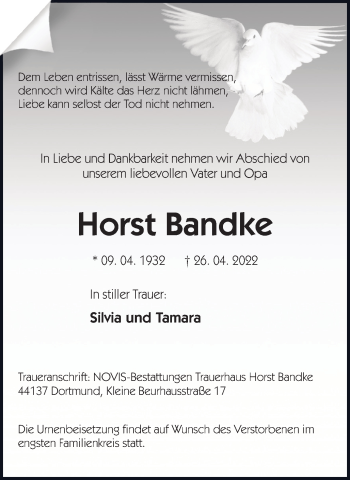 Traueranzeige von Horst Bandke 