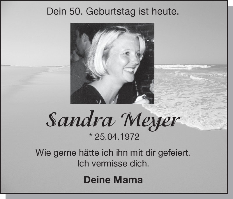  Traueranzeige für Sandra Meyer vom 25.04.2022 aus 