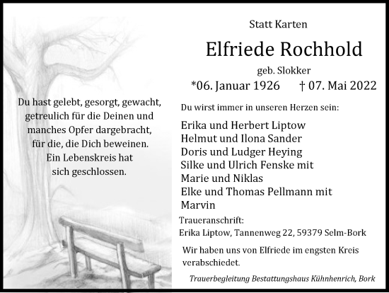 Traueranzeige von Elfriede Rochhold von Ruhr Nachrichten