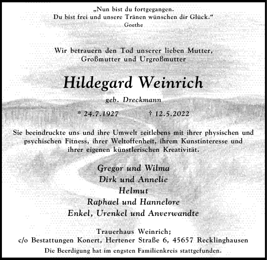 Traueranzeige von Hildegard Weinrich von Medienhaus Bauer