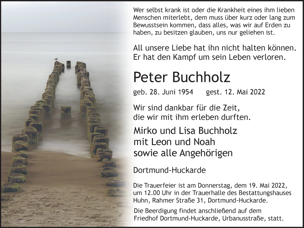  Traueranzeige für Peter Buchholz vom 14.05.2022 aus 