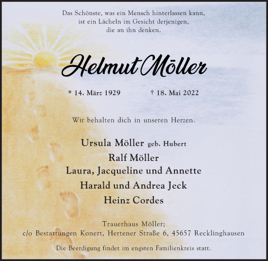 Traueranzeige von Helmut Möller von Medienhaus Bauer