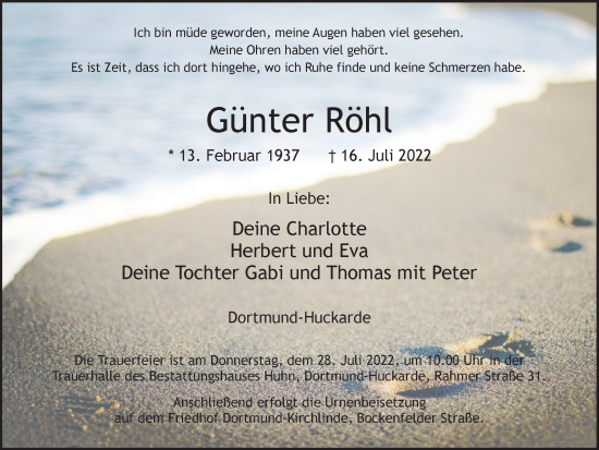 Traueranzeige von Günter Röhl 