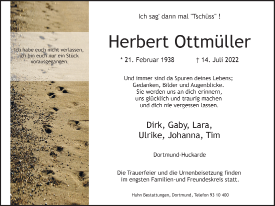 Traueranzeige von Herbert Ottmüller 