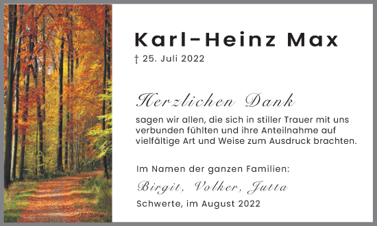 Traueranzeige von Karl-Heinz Max von Ruhr Nachrichten
