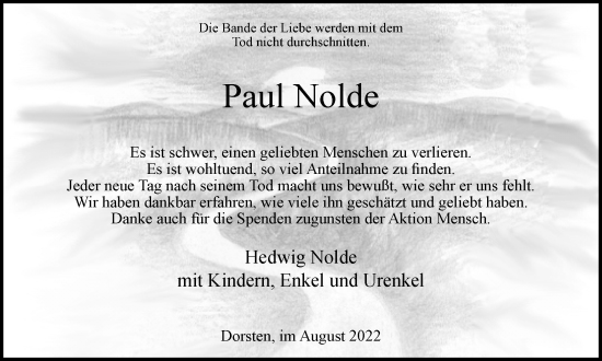 Traueranzeige von Paul Nolde von Ruhr Nachrichten und Dorstener Zeitung