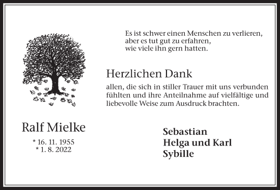 Traueranzeige von Ralf Mielke von Medienhaus Bauer