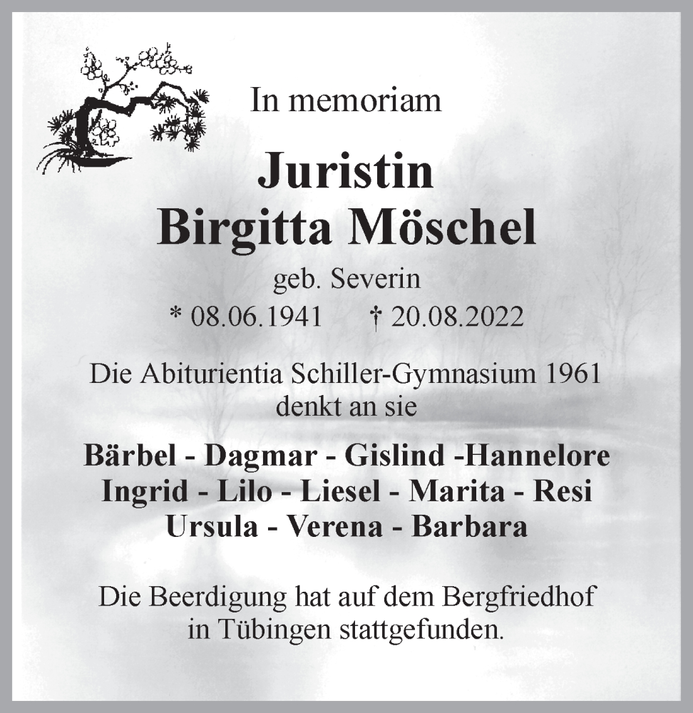 Traueranzeigen Von Birgitta M Schel Sich Erinnern De