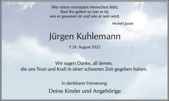 Traueranzeige von Jürgen Kuhlemann 