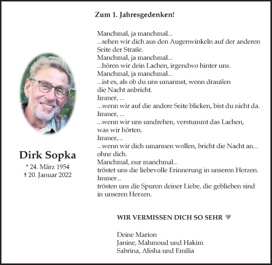Traueranzeige von Dirk Sopka von Medienhaus Bauer