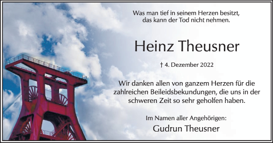 Traueranzeige von Heinz Theusner von Hellweger Anzeiger