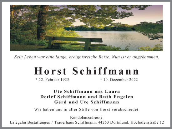 Traueranzeige von Horst Schiffmann 