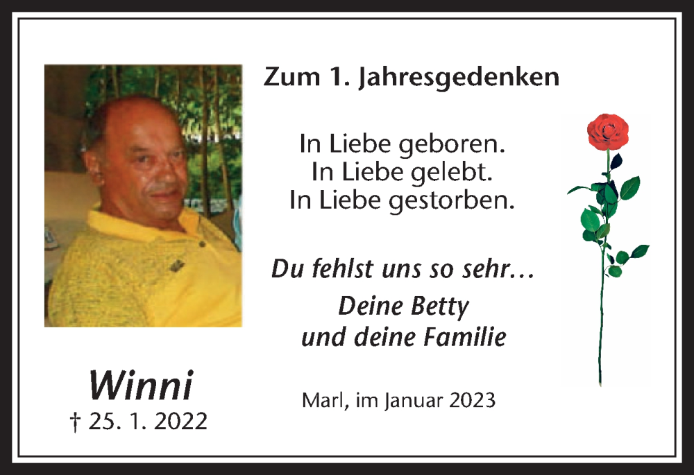  Traueranzeige für Winfried Gnoza vom 25.01.2023 aus Medienhaus Bauer