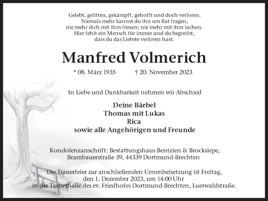 Traueranzeige von Manfred Volmerich 