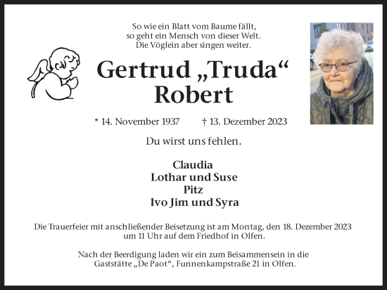 Traueranzeige von Gertrud Robert von Ruhr Nachrichten