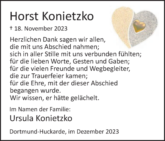 Traueranzeige von Horst Konietzko 
