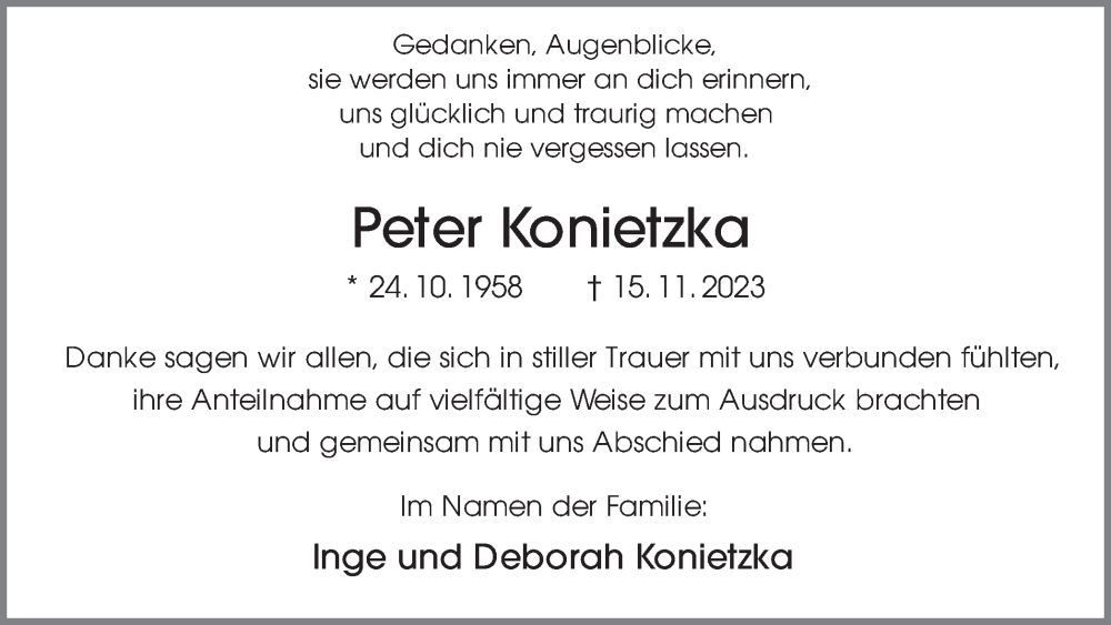  Traueranzeige für Peter Konietzka vom 13.12.2023 aus Ruhr Nachrichten und Halterner Zeitung