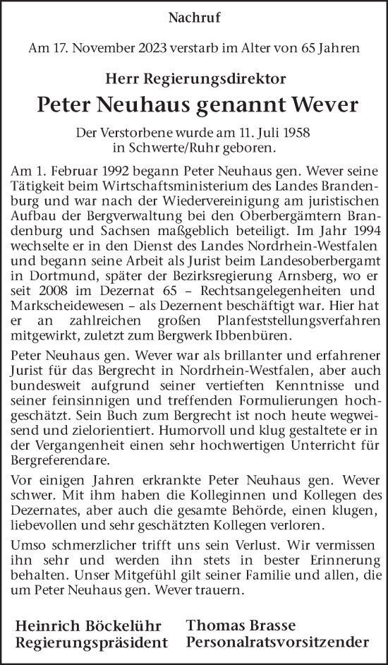 Traueranzeige von Peter Neuhaus 