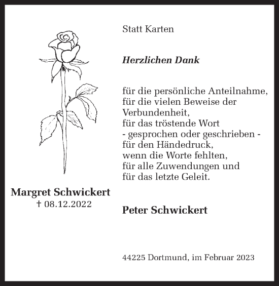 Traueranzeige von Margret Schwickert 