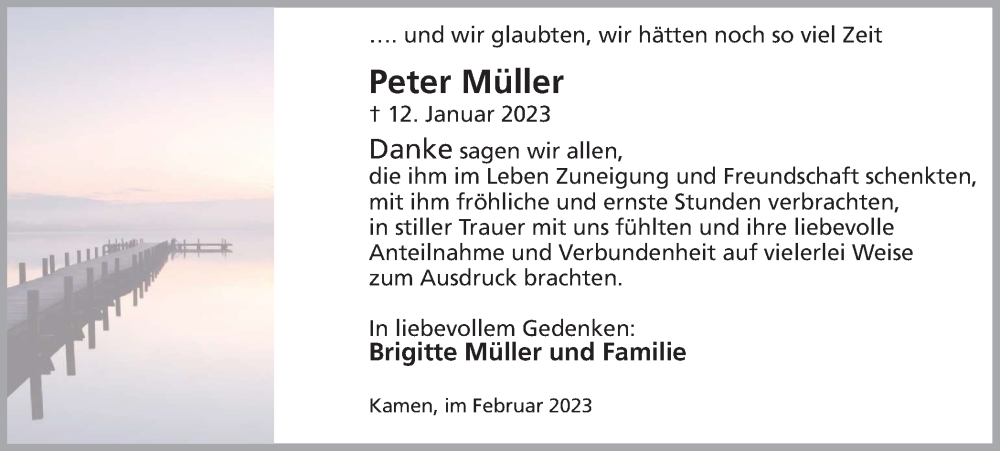  Traueranzeige für Peter Müller vom 25.02.2023 aus Hellweger Anzeiger