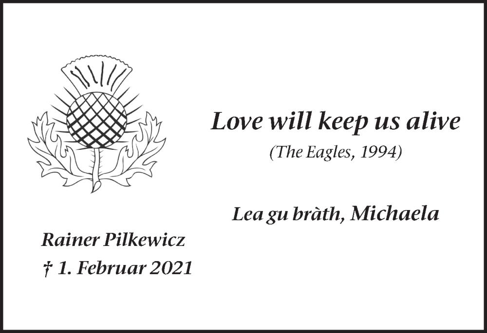  Traueranzeige für Rainer Pilkewicz vom 01.02.2023 aus Medienhaus Bauer